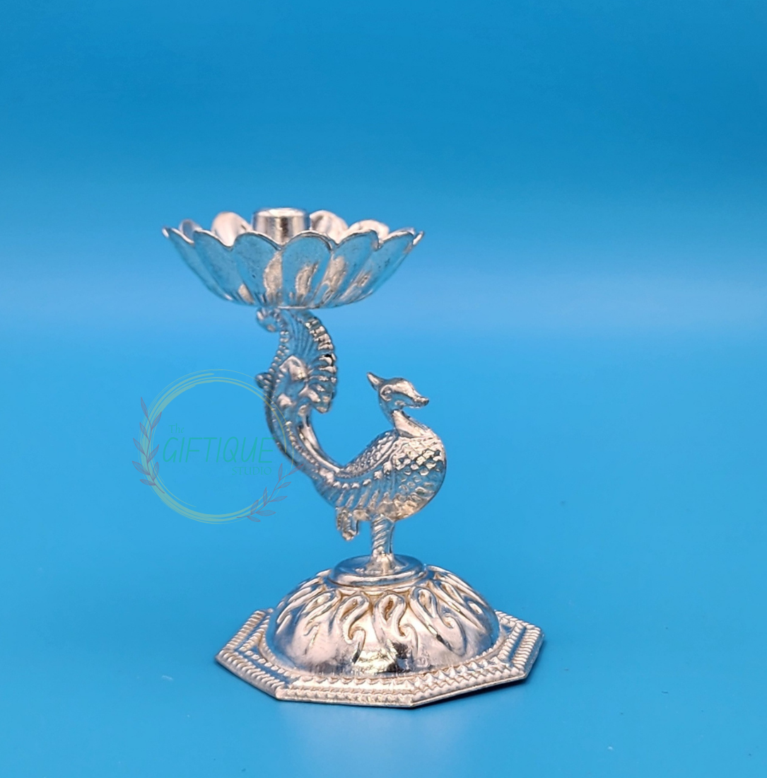 German Silver - Peacock Diya