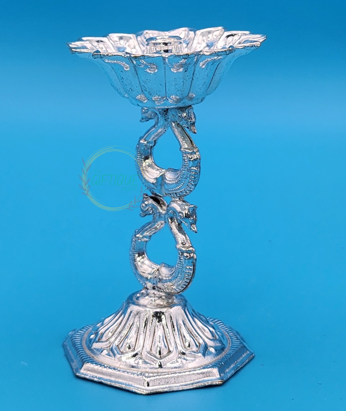 German Silver - Four Swan Diya