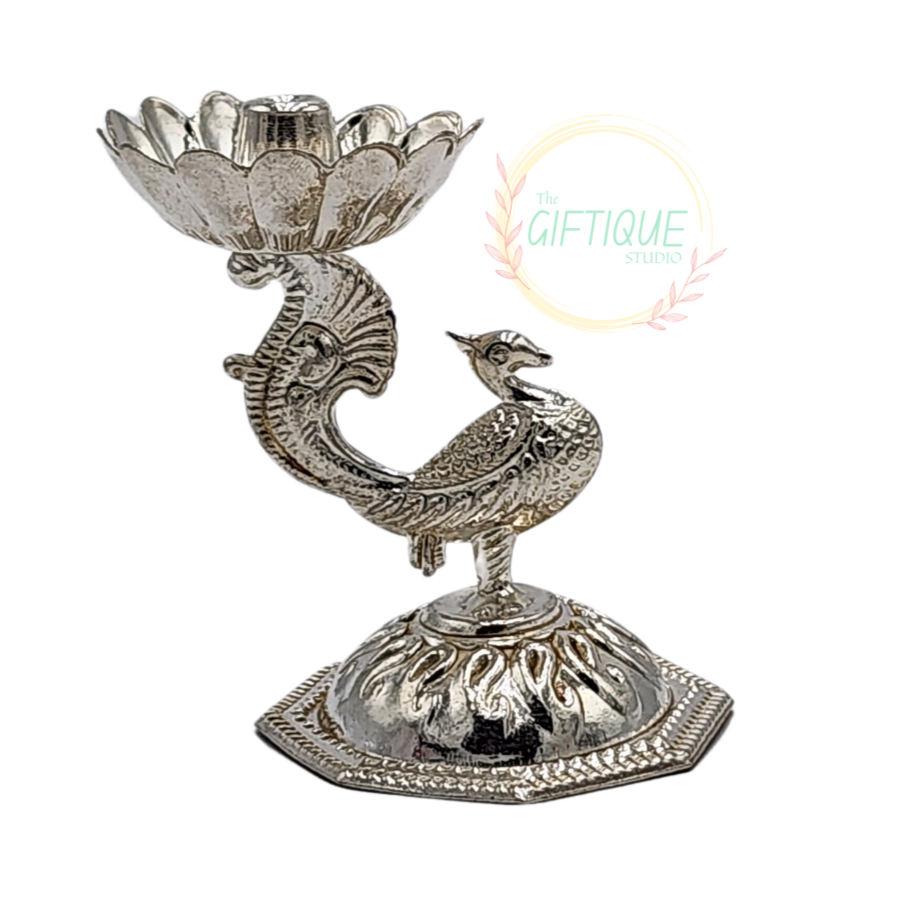 German Silver - Peacock Diya