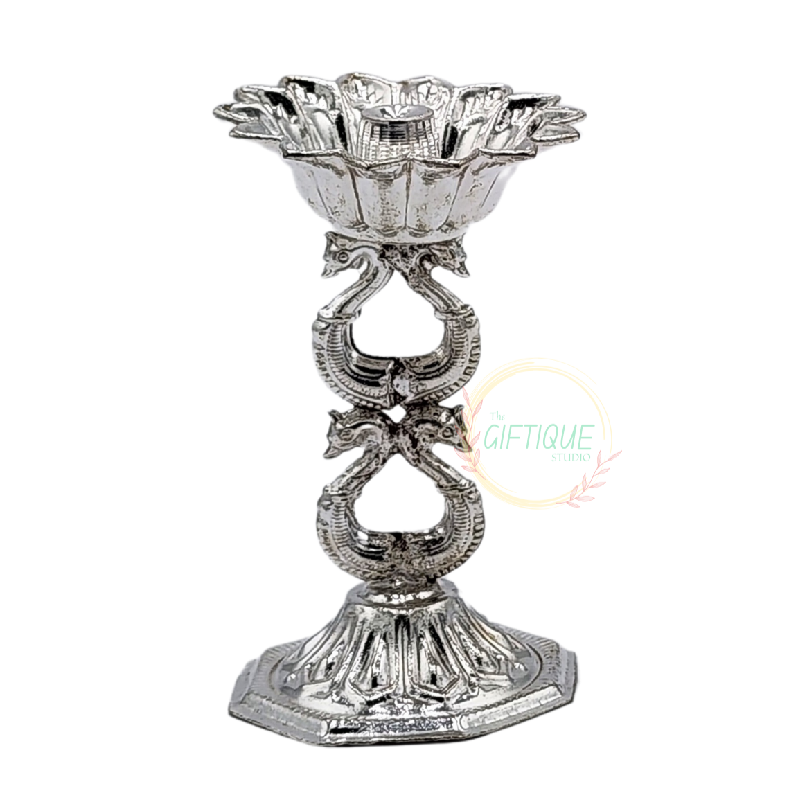 German Silver - Four Swan Diya