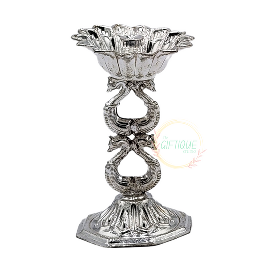 German Silver - Four Swan Diya