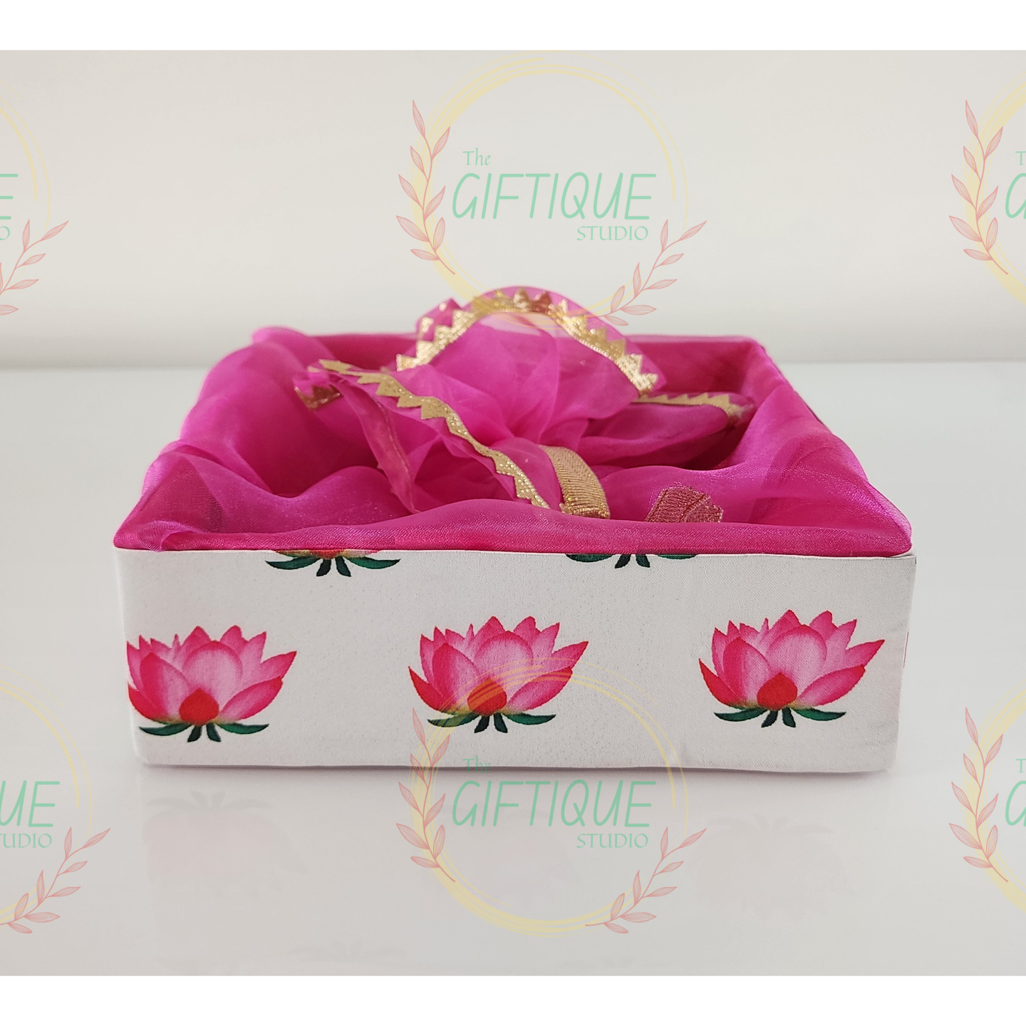 Lotus Printed Tulle Basket